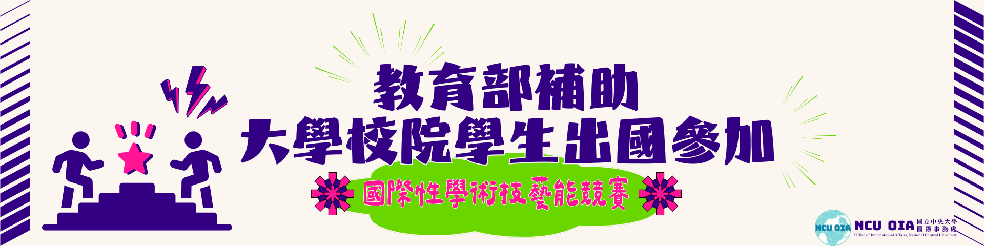 【教育部】113學年度第2學期補助大學校院學生出國參加國際性學術技藝能競賽｜11/15 (五) 17:00截止