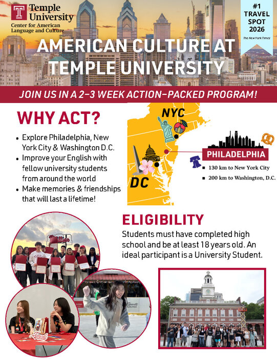 American Culture at Temple University (ACT) 2027 Flyer